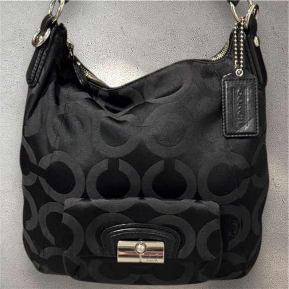 Coach Kristin Signature Op Art Hobo Shoulder Convertible X-body Bag 14783 Black